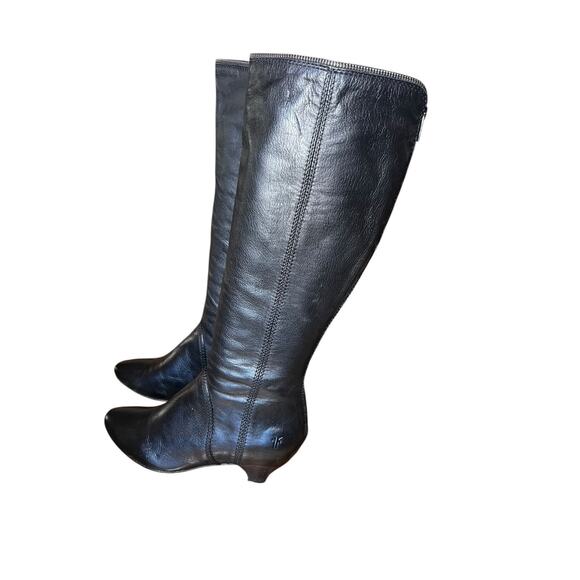 Frye Steffi Tall Boots Back Zip Leather Riding Zip Up Women's Sz 8 M - Picture 1 of 8